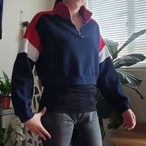 Tommy Hilfiger toned cropped long-sleeved sweatshirt